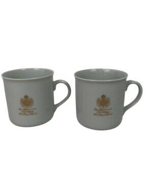 NIB Vintage Gevalia Royal Crest White Coffee Kaffe Mugs Sweden